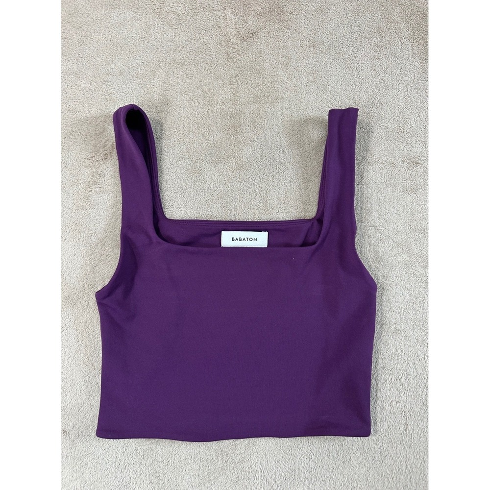 Babaton Contour Squareneck Cropped‎ Tank Women's Size XS Purple Stretch Top EUC